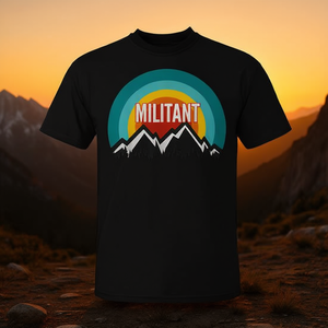 Camiseta Militant Vintage Retro Sunset para hombre, camiseta gráfica negra - Product Image 3