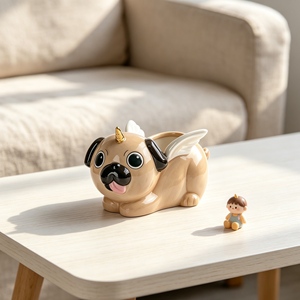 Adorable Flying <strong>Pug</strong> Unicorn Design Ceramic <strong>Mug</strong> with Mini <strong>Pug</strong> Figurine Creative Animal Print Coffee Tea Cup for Collectors - Product Image 2