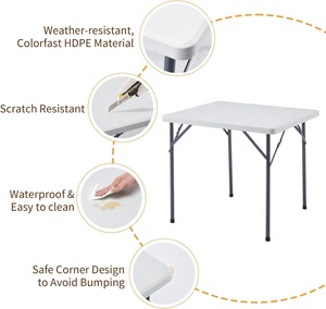 32 Inch Modern Plastic <strong>Folding</strong> <strong>Table</strong> Square Portable Lightweight <strong>Card</strong> <strong>Table</strong> with Collapsible Legs for Outdoor Use - Product Image 5