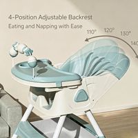Chaise haute multifonctionnelle pour bébé, chaise haute pliable pour nourrissons avec dossier inclinable à 4 positions, pour les enfants de 6 mois à 6 ans, vente en gros