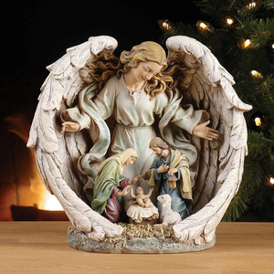 Scène de la Nativité de Noël en résine, Art populaire, Scène d'amour de la Sainte Famille, Ange Gardien, pour la décoration intérieure - Product Image 2