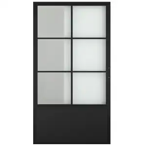 TKM-B04 37in X 84in Glazen Schuifdeuren Schuur Deur, Moderne Franse Deur, lambrisering Frosted Glas Carbon Stalen Frame Sliding Kast Keuken