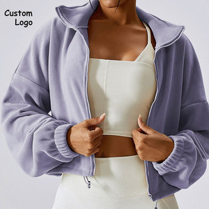 Felpe da <span class=keywords><strong>donna</strong></span> <span class=keywords><strong>con</strong></span> Shorts Full <span class=keywords><strong>Zip</strong></span> stile caldo collo alto a maniche lunghe - Product Image 2