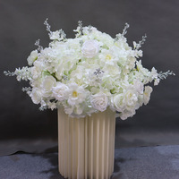 Boule de fleurs colorée de luxe blanche, décoration de mariage, rose artificielle rose et blanche, fleur de gypsophile, centre de table décoratif
