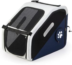 Soft <b>Dog</b> <b>Crate</b> Folding <b>Dog</b> Cage Small <b>Dog</b> <b>Car</b> Seat Booster Foldable Pet <b>Car</b> Cage <b>Dog</b> Booster Seat 4-sided Mesh Pet <b>Car</b> Cage - Product Image 1