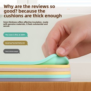 Kitchen Heat Insulation Anti-scalding High Temperature Pot Children's Dining Table <b>Silicone</b> <b>Mat</b> Non-slip Drain Square - Product Image 4