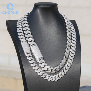 925 Sterling Silver 20mm <b>Iced</b> <b>Out</b> Hip Hop Jewelry Men's VVS Moissanite Diamond Cuban Link <b>Chain</b> Necklace Hip Hop Style - Product Image 2