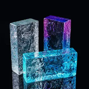 Brique de verre en cristal de glace solide, cloison de séparation carrée transparente, brique de cristal creuse