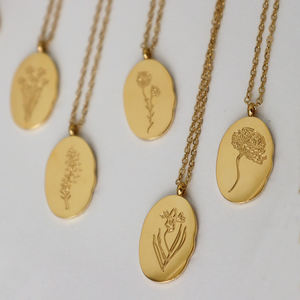 Collares Personalizados con Colgante de Flor de Nacimiento Ovalada Irregular en Acero Inoxidable Chapado en Oro de 18K para Mujer Joyería - Product Image 4