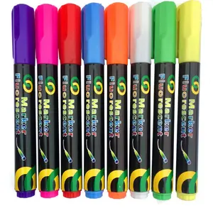 Nieuwe Creatieve Flash Kleur Uitwisbare Markeerstift Voor Fluorescerende Plaat Pennen Vloeibare Krijt Marker Briefpapier