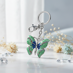 Portachiavi con cristalli a forma di farfalla, design elegante, senza scatola - Product Image 3