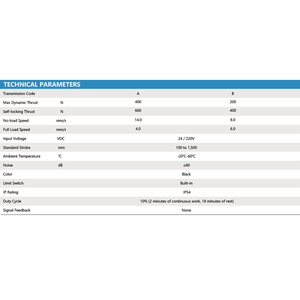 מנוע לינארי שקט PrimoPal 200~400N מהלך 750 מ\\\"מ 1100 מ\\\"מ 24 וולט 220 וולט למעלה ולמטה מנוע לינארי חשמלי אנכי - Product Image 4