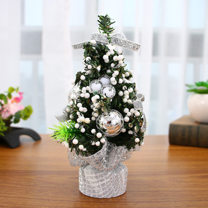 YUELIAN High Quality Eco-Friendly Plastic Pine White Berry Flocked Pre-Decorated Mini Tabletop Artificial Christmas <b>Tree</b> Party - Product Image 3