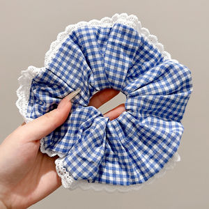 Vente en gros d'accessoires capillaires écologiques de haute qualité : Chouchous en dentelle double couche à motif quadrillé français, élastiques à cheveux en tissu et bandeaux - Product Image 6