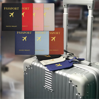 Personnalisable Vintage été voyage cadeau ensemble en cuir PU étanche passeport couverture et étiquette de bagage avec logo personnalisé