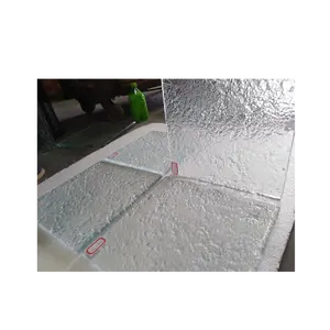 custom pattern nashiji kasumi finish textured fusing glass hot melt fused crystal clear rain matte finish glass coffee table top