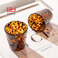 Vasos Retro SUNYO con Diseño de Concha de Tortuga, Juego de Regalo Único para Amantes del Té, Vaso para Whisky con Diseño Color Ámbar Sólido