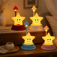 Veilleuse LED mignonne en forme d'étoile souriante avec mini lampadaire pour chambre d'enfant, décoration d'intérieur chaleureuse et confortable, lampe de chevet