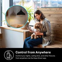 Interrupteur intelligent à intensité variable standard US, unipolaire, en polycarbonate, nécessite un fil neutre, Wi-Fi 2,4 GHz, compatible Alexa et Google Home, aucun hub requis