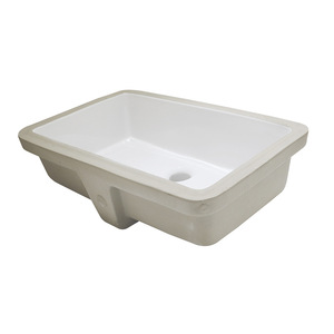 Fregadero cuadrado de cerámica empotrado minimalista con grifo de un solo orificio para encimera, ideal para balcón o área de lavado. - Product Image 1