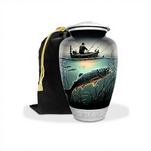 Urne de pêche pour cendres humaines Grand mémorial funéraire artisanal Urne de pêche funéraire décorative pour femmes et hommes - Product Image 1