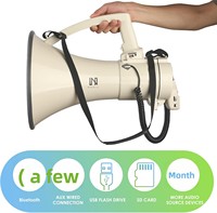 MGROLX 75W Mégaphone Haut-parleur puissant AUX (3,5 mm) USB pour entrée, Sirène intégrée, Enregistrement, Batterie rechargeable