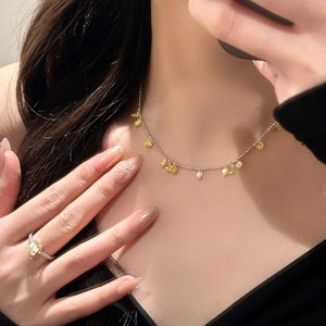 Collier en argent pur S925, perle royale ancienne, style échiquier en gaze de Luo, pendentif en forme de cœur, rétro, clavicule, petit, unique - Product Image 2