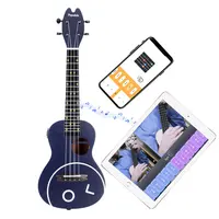 Populele ukulele inteligente de 23 polegadas, com aplicativo para ensino e aprendizagem, bonito, gato, concerto, ukulele, 72 leds para presente infantil