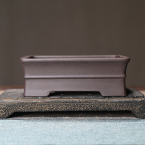 Maceta Rectangular de Arcilla Morada para Bonsái con Cintura Decorativa, Maceta Pequeña de Estilo Chino para Interiores - Product Image 1