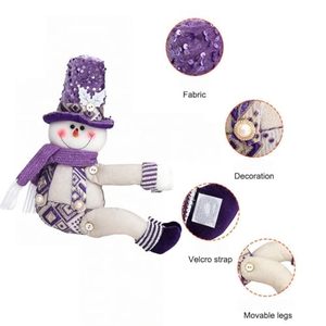 FX Attache-rideau de Noël de luxe violet, en peluche, avec motif renne et poupée Père Noël, pour la décoration de fenêtre, de salon et de fêtes - Product Image 4