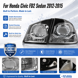 ชุดไฟท้าย StarNav เลนส์ใส ไฟเบรก ไฟถอยหลัง สำหรับรถยนต์ฮอนด้า ซีวิค FD2 ซีดาน ปี 2012-2015 อุปกรณ์ตกแต่งรถยนต์ - Product Image 2