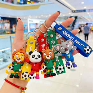 Llaveros de Fútbol con Animales de Dibujos Animados, Colgante 3D de PVC, Regalo de Recuerdo, Accesorio Ligero para Bolsos - Product Image 1