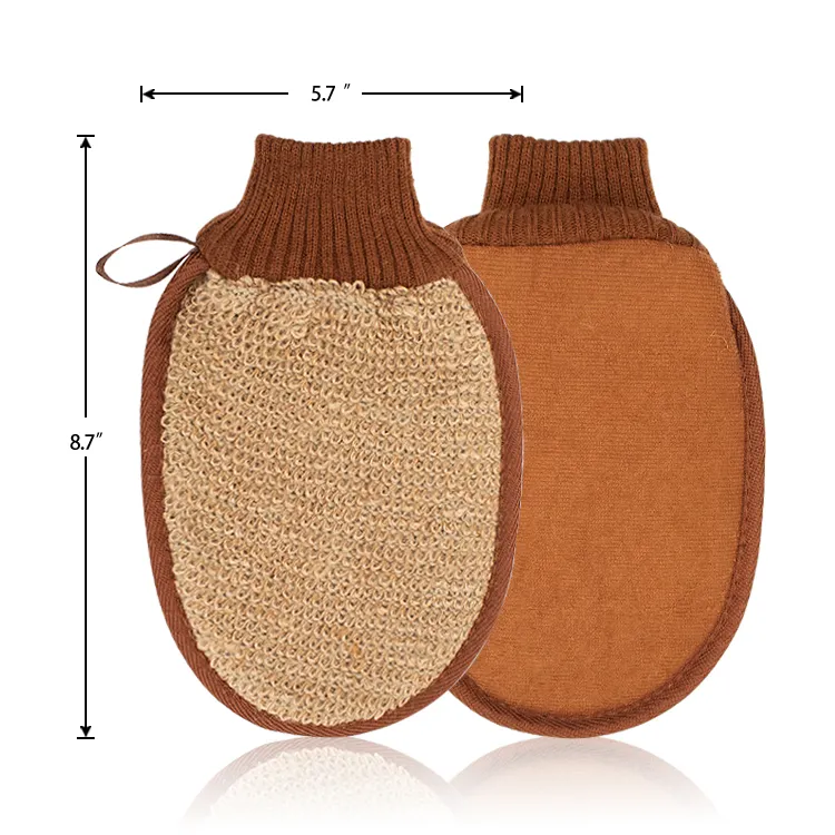 Gants en Jute exfoliants pour le bain, tissu éponge naturel, fibre de plante, accessoire de toilette