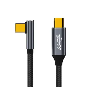 סוג-c טעינה מהירה USB ל-c כבל 90 מעלות 100w כבל 4k60hz פלט וידאו מהיר תיל 10gbps