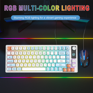 Tùy Chỉnh Nhỏ Gọn Xách Tay 56-Key Mini Tri-Chế Độ Có Thể Sạc Lại Hiển Thị Kỹ Thuật Số 2.4G Bt Bàn Phím Có Dây Với RGB Ánh Sáng Núm - Product Image 5