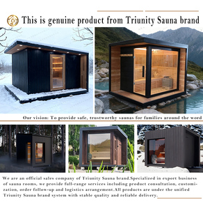 Estufa de Sauna Tradicional de Madera Maciza de Abeto Nórdico, Ecológica, con Infrarrojos Eléctricos, para 4-6 Personas, Puerta Panorámica de Vidrio, Estilo Villa Forestal - Product Image 2