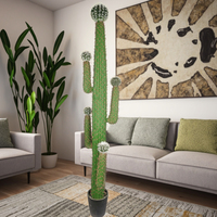 Stock luxe grand cactus artificiel PE 225CM hauteur herbe en plastique haute assurance pour intérieur bonsaï tropical extérieur fleur de palmier