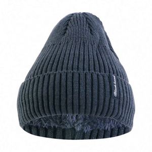 Bonnet en satin personnalisé avec logo, bonnets d'hiver tricotés chauds doublés en peluche, en acrylique, unisexe, style image, vente en gros - Product Image 5