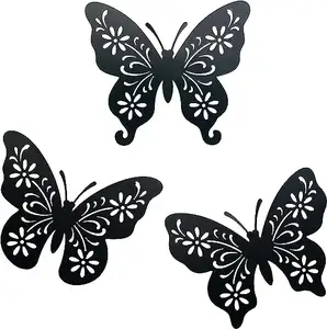 Modern Metal duvar asılı siyah kelebek dekor asılı özlü duvar sanatı asılı ev dekor için benzersiz hediye