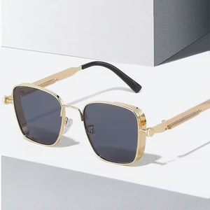 New Retro Spring Square <b>Frame</b> Steampunk Metallic Style Hip Hop Fashion <b>Sunglasses</b> UV400 Laser Logo Customize - Product Image 4