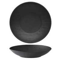 Assiette creuse Erosion Gourmet noire 27 cm effet pierre en porcelaine M1934