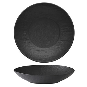 Erosion Gourmet Deep <b>Plate</b> <b>Black</b> 27 cm Stone Effect Porcelain M1934 - Product Image 1