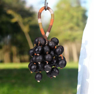 Pendentif en perles de bois en forme de grappe de raisin multicolore, fait main, avec cordon tressé, pour décoration de rétroviseur de voiture, souvenir de festival, ornement - Product Image 2