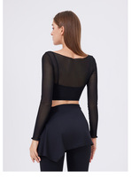 Ensemble de survêtement de sport pour femmes grande taille personnalisé, 2 en 1, t-shirts à manches longues en maille, leggings évasés à haute élasticité