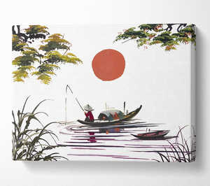 Le pêcheur de soleil japonais impression sur toile cadre étiré en bois Art <span class=keywords><strong>peinture</strong></span> décorative pour la décoration intérieure prêt à accrocher - Product Image 5