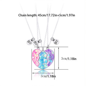 Collar Infantil con Diseñ<span class=keywords><strong>o</strong></span> de Delfín y Corazón con Efecto de Gota de Aceite, Regalo para Mejores Amigos - Product Image 2