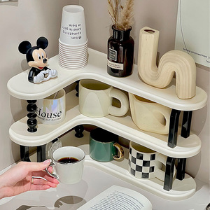 Cup Storage Rack 3 Tier Cream Oval Multipurpose With Stand Kitchen Draining Rack - Product Image 1