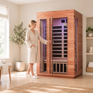 Sauna Interior Moderna de Madera Sólida para 2 Personas con Calefacción Eléctrica por Infrarrojos Lejanos e Iluminación LED - Product Image 1