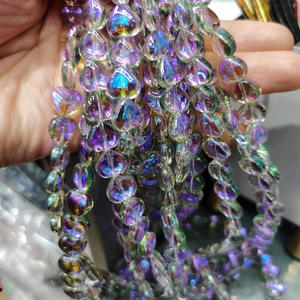 Nouveau amour perles de verre 10mm brillant pêche coeur trou droit bracelet à bricoler soi-même accessoires 98 pièces une perle acrylique plastique Lucite perles" - Product Image 4