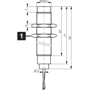 Sensor de proximidad inductivo resistente a altas temperaturas serie INH DCC18VH08PSK/180 con protección IP 65 y certificación CE - Product Image 2